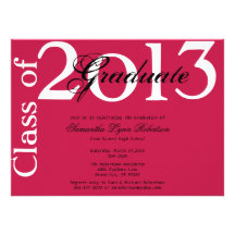 Cute Elegant Dark Pink Graduation Annoucement Custom Invite