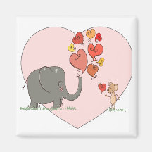 cute elephant and mouse valentine love vector refrigerator magnet