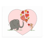 cute elephant and mouse valentine love vector postcards