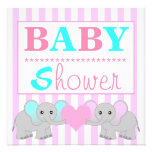 Cute Elephant Boy/Girl Twins Baby Shower Personalized Invitations