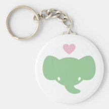 Cute Elephant Heart Graphic Keychain