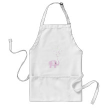 Cute elephant in girly pink & purple aprons