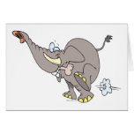 cute elephant playing fetch with bone cartoon cards