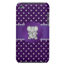 Cute elephant purple diamonds barely there iPod case