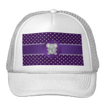 Cute elephant purple diamonds hats