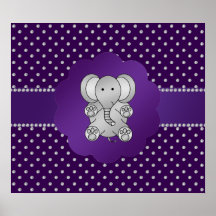 Cute elephant purple diamonds poster