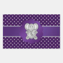 Cute elephant purple diamonds rectangle sticker
