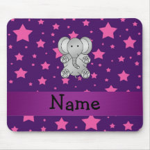 Cute elephant purple pink stars mousemat