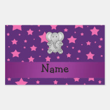 Cute elephant purple pink stars stickers
