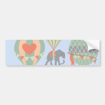 Cute Elephant Riding Hot Air Balloons Rising Bumper Sticker