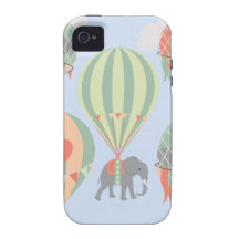 Cute Elephant Riding Hot Air Balloons Rising iPhone 4 Cover
