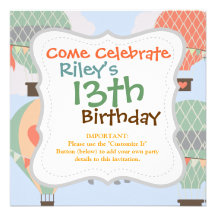Cute Elephant Riding Hot Air Balloons Rising Personalized Announcements