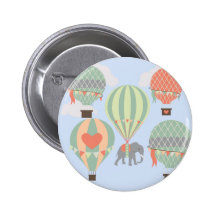 Cute Elephant Riding Hot Air Balloons Rising Pins