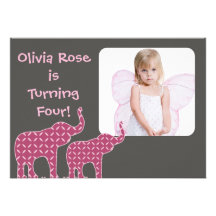 Cute Elephant Shapes Kids Birthday Party Invite