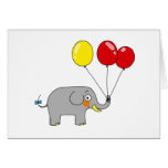 Cute elephant with party balloons greeting card