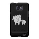 Cute Elephants. Cartoon on Black. Samsung Galaxy SII Case