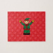 Cute elf red snowflakes jigsaw puzzle