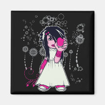 cute emo girl holding heart vector art refrigerator magnet