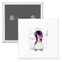 cute emo girl holding heart vector art pin