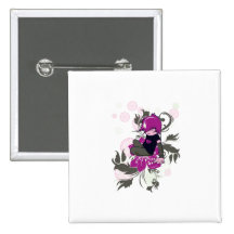 cute emo kid sitting on a flower pinback button