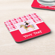 Cute Equestrian Girl. Beverage Coaster
