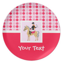 Cute Equestrian Girl. Dinner Plate