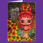 Cute Fairy in a Tropical Paradise with Waterfall cards
