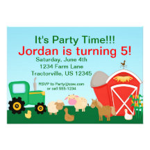 Cute Farm Birthday Party Invitation