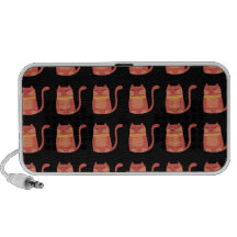 Cute Fat Kitty Cats in Pink Melon on Black Travelling Speaker