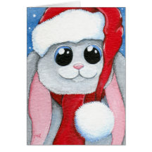 Cute Festive Bunny Rabbit Christmas Card