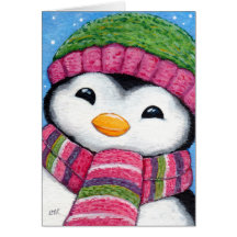Cute Festive Penguin Chick Christmas Card