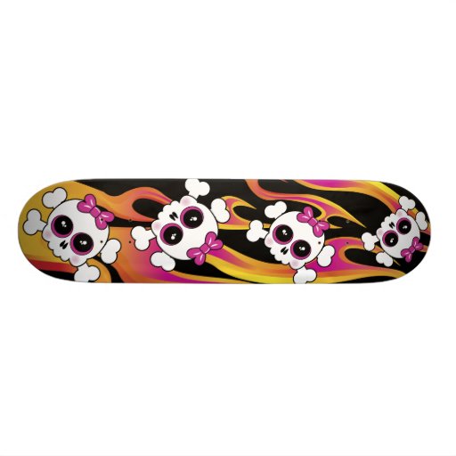 Cute Flaming Skulls Skateboard Decks