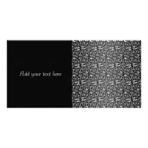 Cute Floral Swirly Pattern Black and White Photo Card Template