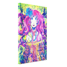 Cute Flower Girl Stretched Canvas Canvas Prints