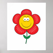 Cute Flower  Smiley Face Poster
