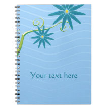 Cute Flowers on Blue Background Notebook