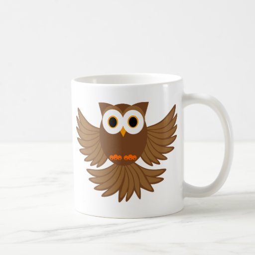 Cute Flying Night Owl Cartoon Coffee Mug