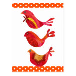Cute Folk Art Red Birds Post Cards