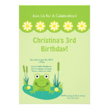 Cute Frog Pond Birthday Party Invitation