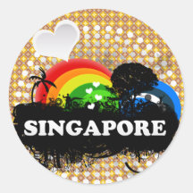 Cute Fruity Singapore Round Sticker