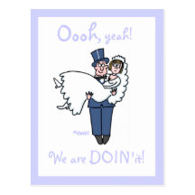 Cute Funny Offbeat Cartoon Save The Date Card Postcards