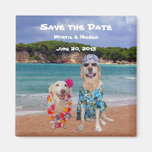 Cute/Funny Save the Date Dogs Beach Wedding Refrigerator Magnets