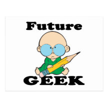 cute future geek white baby post card