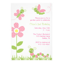 Cute Garden Bugs Invitations