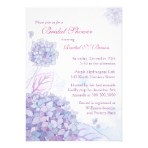 Cute Garden Purple Hydrangea Floral Bridal Shower Custom Announcement