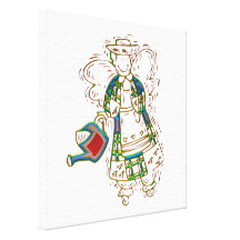 Cute Gardening Angel Gallery Wrapped Canvas