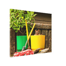 Cute Gardening Chipmunk Gallery Wrap Canvas