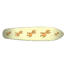 Cute Ginger Cat Cartoon. Cream Background. Custom Skate Board