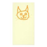 Cute ginger cat cartoon, on cream. personalized photo card