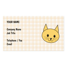 Cute Ginger Cat. Check background. Business Card Templates